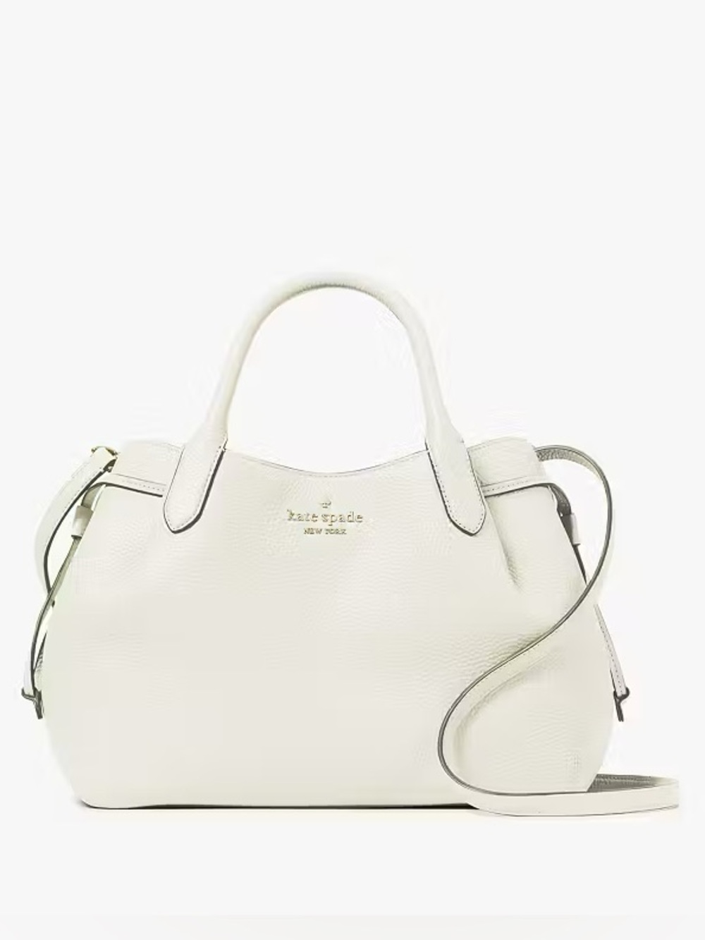 ♠️Kate Spade Dumpling Large Pebbled Leather Satchel Bag, Meringue White NEW NWT
